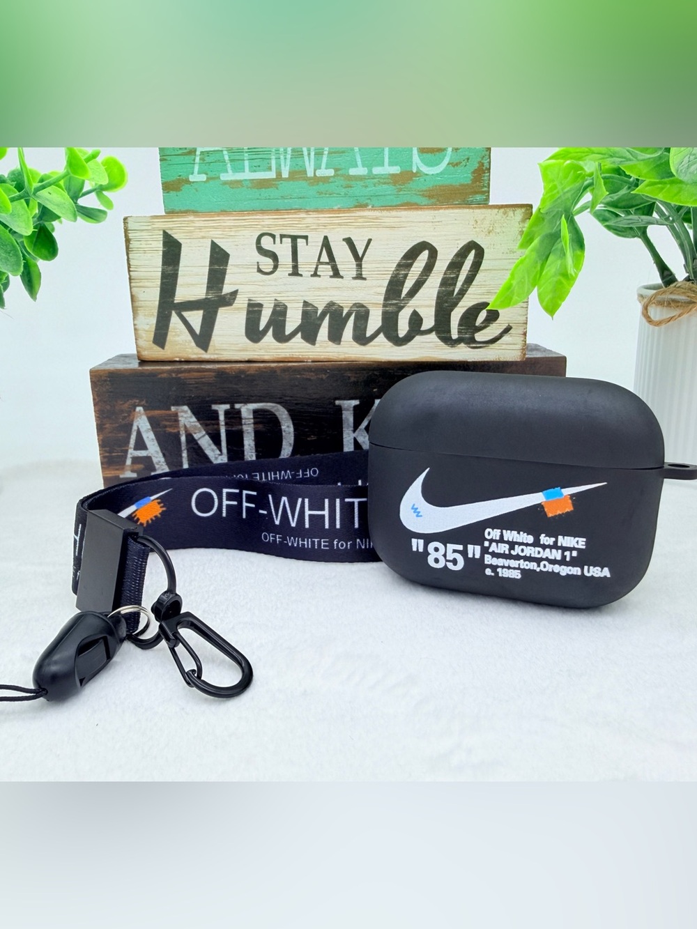 Nike OFF WHITE Design Protective Case for AirPods Pro 3 (2025) Matte Black